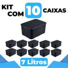 Kit 10 Caixas Organizadora Rattan com Tampa 7 Litros Preto Praticidade para Sua Organização