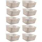 Kit 10 Caixas Organizadoras 40l com Alça Lateral Multiuso Maxi Bege Cesto Plástico Organizador Ou