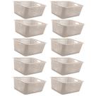 Kit 10 Caixas Organizadoras 40l com Alça Lateral Multiuso Maxi Bege Cesto Plástico Organizador Ou