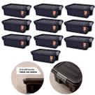 Kit 10 Caixas Organizadoras Grande 11 Lts C/ Tampa e Rodas
