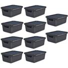 Kit 10 Caixas Organizadoras Preta 2 Litros Jutta Com Tampa