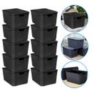 Kit 10 Caixas Organizadoras Rattan Preta Pequena Média 7L
