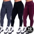 Kit 10 Calças Legging Cotelê Cós Alto Tecido Veludo Cintura Alta