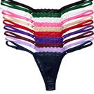 Kit 10 Calcinha Tanga Regulável Renda Fio Dental com Renda Alça Fina Lingerie Moda Feminina