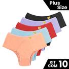 Kit 10 Calcinhas Conforto Grávida Pós Parto Microfibra Plus Size Com Pala Lateral