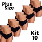 Kit 10 Calcinhas Cós Alto Cotton Confortável Plus Size Elasticidade Tamanho Grande