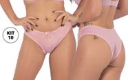 KIT 10 Calcinhas de Algodão cotton com Renda sobreposta lingerie feminina confortável