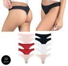 Kit 10 Calcinhas Fio Dental Try Basics Algodão Cotton Básica Lisa Moda Lingerie
