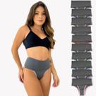Kit 10 Calcinhas Modeladora Cós Alto Reforçado Tapa Barriga