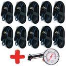 Kit 10 Câmaras de Ar Moto Aro 18 Honda CG Titan Fan 125 150 160 Yamaha YBR Válvula Schrader Preta Com Calibrador Brinde, Dianteira ou Traseira
