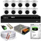 Kit 10 Câmeras 1220D Mic Internas dvr mhdx 1216 3tb C/ Microfone