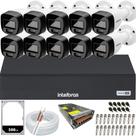 Kit 10 Câmeras Intelbras VHD 1220 B Full Color Dvr Mhdx 3116c 16 Canais HD 500GB colorido 24hrs