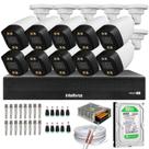 Kit 10 Câmeras Segurança FullColor Visão Noturna Colorida 1080p 2.8mm Dvr Intelbras 500gb