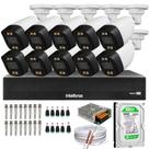 Kit 10 Câmeras Segurança Imagem Colorida a Noite 1080p Full Hd 2.8mm Dvr Intelbras 500gb