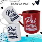Kit 10 Caneca Feliz dia dos Pais Bigode Vermelha 400ml