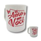 Kit 10 canecas brancas 400ml estampadas eu amo amar você