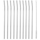 Kit 10 Canudos Inox Sustentável Curvado 5mm Escovinha