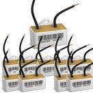 Kit 10 capacitor 10 uf x 250v 2 fios metalizado quadrado com sup. trio