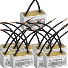 Kit 10 capacitor 2x250/300/400v quadr 2 fios metalizado trio