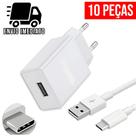Kit 10 Carregador Celular Tipo C USB Cabo Super Rapido 3.6A