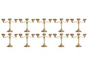 Kit 10 Castiçal Triplo Ouro Velho 18cm Porta Vela Decorativo Luxo.