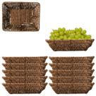 Kit 10 Cesta Retangular Fruteira Trançada Para Servir 25,5cm