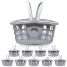 Kit 10 Cestas de Mercado Cinza com Alça Cestinha Multiuso