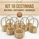 Kit 10 Cestinha Mini Madeira Pinus 11cm Redonda Decorativa Lembrancinha Festa