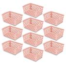 Kit 10 Cesto Caixa Organizador Multiuso Extra Grande Transparente Rosa Preto Branco