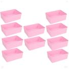 Kit 10 Cesto Multiuso Decorativo Rosa 19x13,5x6,5Cm