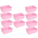 Kit 10 Cesto Multiuso Decorativo Rosa 19x13,5x6,5Cm