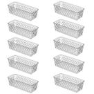 Kit 10 Cesto Organizador Comprido Retangular Transparente 11