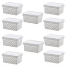 Kit 10 Cesto Organizador Quadratta 19x14x10 Branco Paramount