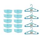 Kit 10 Cesto Plastico Organizador Multiuso Azul + 20 Cabide Reforçado Infantil Bebe