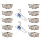 Kit 10 Cestos 16x12x6Cm Cinza e 10 Cabides Infantis Transp