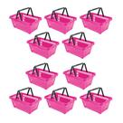 Kit - 10 Cestos Compras Plástica D100 Cód. 3400 Rosa Supermercado - Della Plast