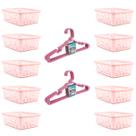 Kit 10 Cestos Multiuso 16x12x6Cm e 10 Cabides Infantis Rosa Kit 10 Cestos Multiuso 16x12x6Cm e 10 Cabides Infantis Rosa