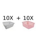 Kit 10 Cestos Multiuso Branco + 10 Cestos Rosa Pequenos Kit 10 Cestos Multiuso Branco + 10 Cestos Rosa Pequenos
