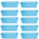Kit 10 Cestos Multiuso Comprido Retangular Azul 28x11x8 Cm 123Organizei