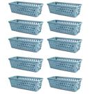 Kit 10 Cestos Multiuso Comprido Retangular Cinza 28x11x8 Cm 123Organizei