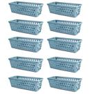 Kit 10 Cestos Multiuso Comprido Retangular Cinza 28x11x8 Cm 123Organizei