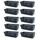 Kit 10 Cestos Multiuso Comprido Retangular Preto 28x11x8 Cm 123Organizei