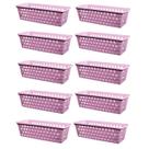 Kit 10 Cestos Multiuso Comprido Retangular Rosa 28x11x8 Cm 123Organizei