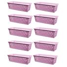 Kit 10 Cestos Multiuso Comprido Retangular Rosa 28x11x8 Cm 123Organizei