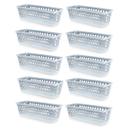 Kit 10 Cestos Multiuso Comprido Retangular Transparente 28x11x8 Cm 123Organizei
