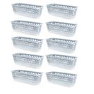 Kit 10 Cestos Multiuso Comprido Retangular Transparente 28x11x8 Cm 123Organizei