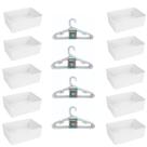 Kit 10 Cestos Multiuso Decorativo e 20 Cabides Infantis Branco
