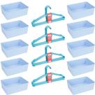 Kit 10 Cestos Multiuso e 20 Cabides Infantil Reforçado Azul