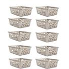 Kit 10 Cestos Multiuso Organizador Médio Cinza 20x15,5x6,5Cm