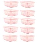 Kit 10 Cestos Multiuso Organizador Médio Rosa 20x15,5x6,5Cm
